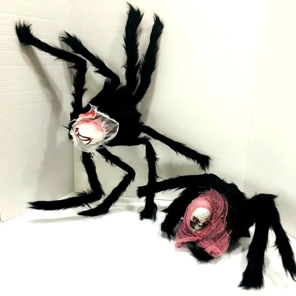 Halloween Gory Hairy Spiders Skulls Day Of The Dead Bendable NWOT Scary